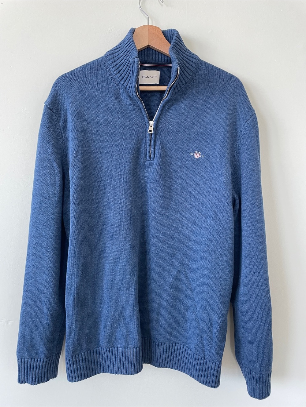 Gant Men's Blue Half-Zip Knit Sweater